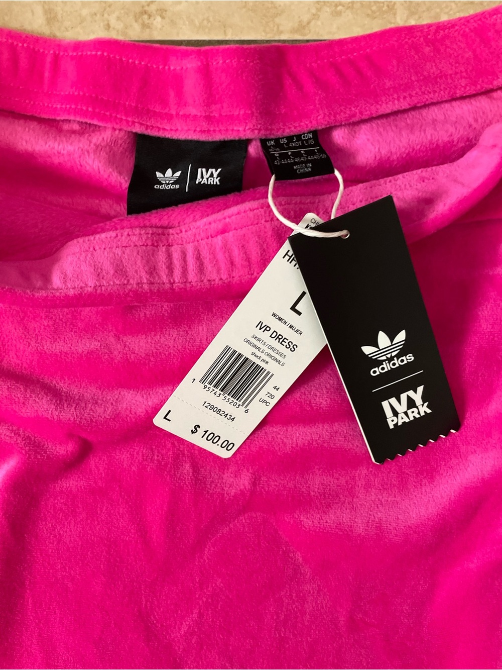 Adidas x Ivy Park velour mini dress Size L - Picture 4 of 7